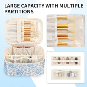 OCHEAL Makeup Bag open showing flexible dividers