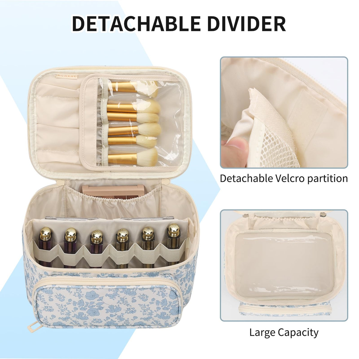 OCHEAL Makeup Bag open showing organised compartments