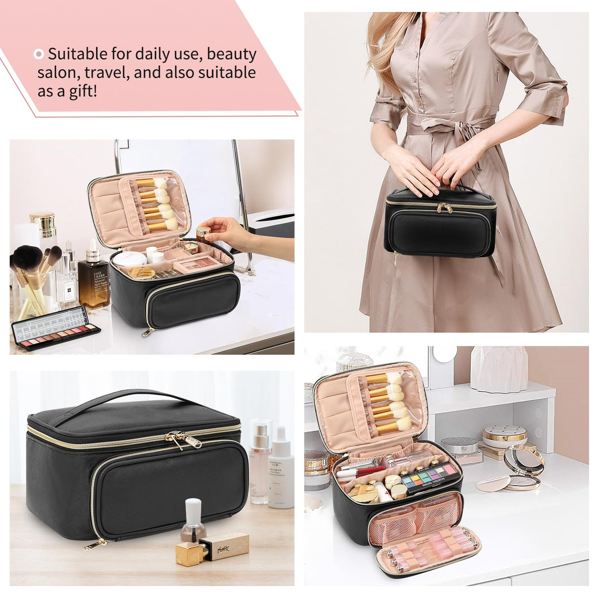 OCHEAL Makeup Bag packed in a suitcase