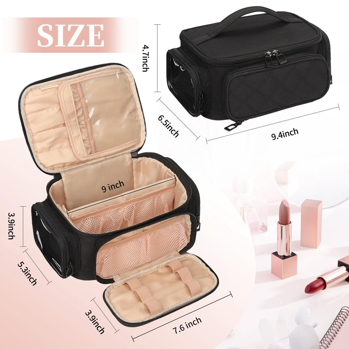 OCHEAL Makeup Bag protective brush compartment