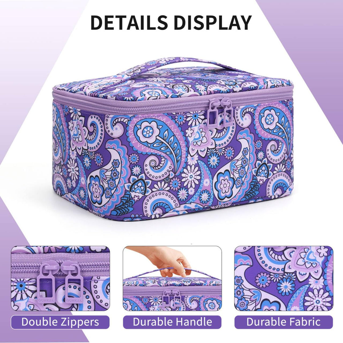 OCHEAL Makeup Bag purple interior with dividers