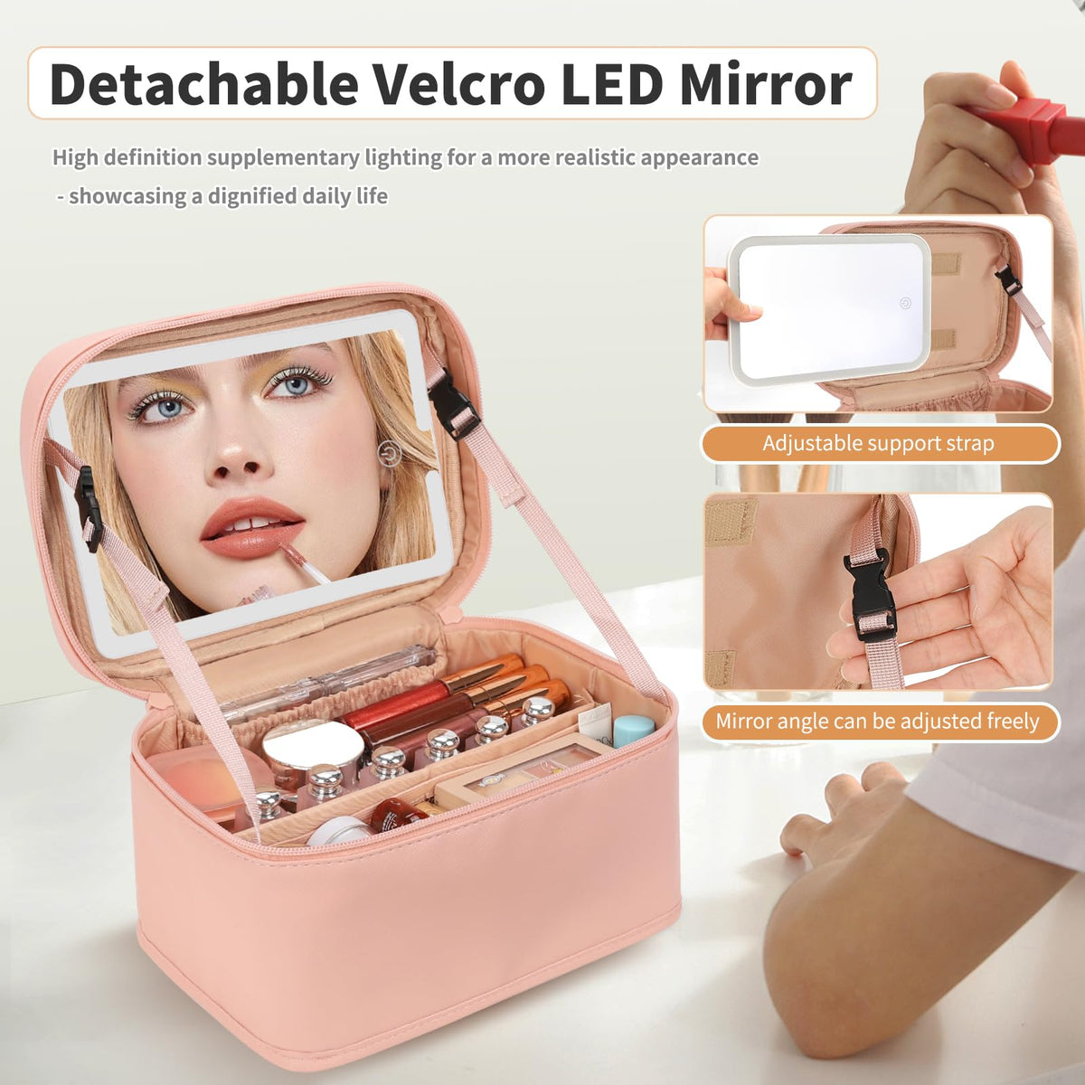 OCHEAL Makeup Bag showing detachable storage compartment