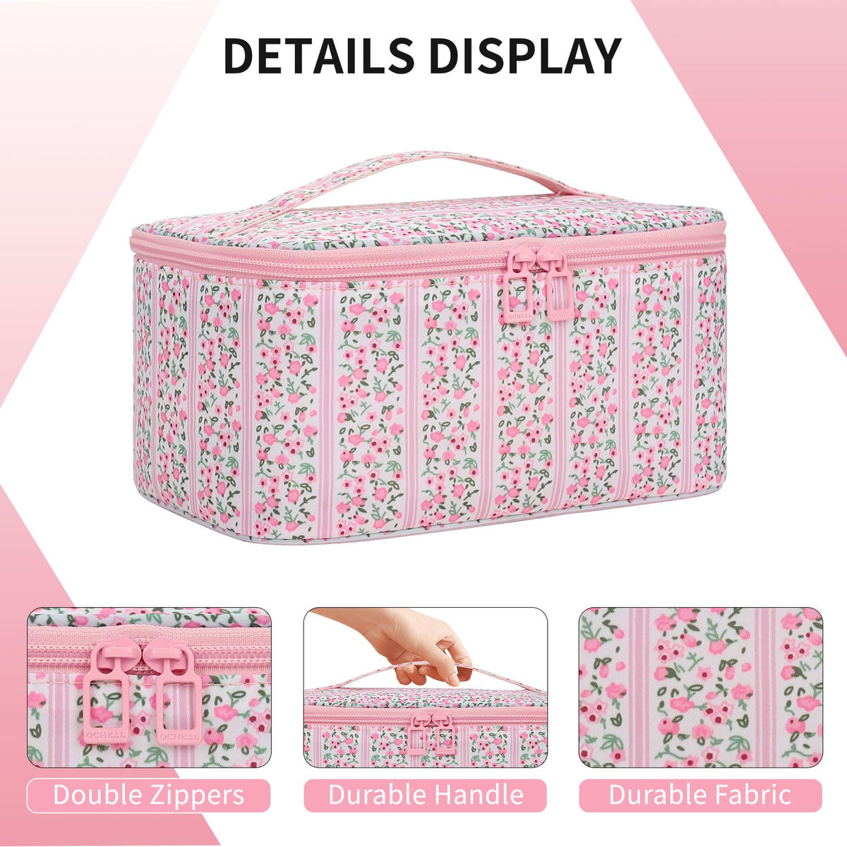 OCHEAL Makeup Bag showing separate brushes compartment