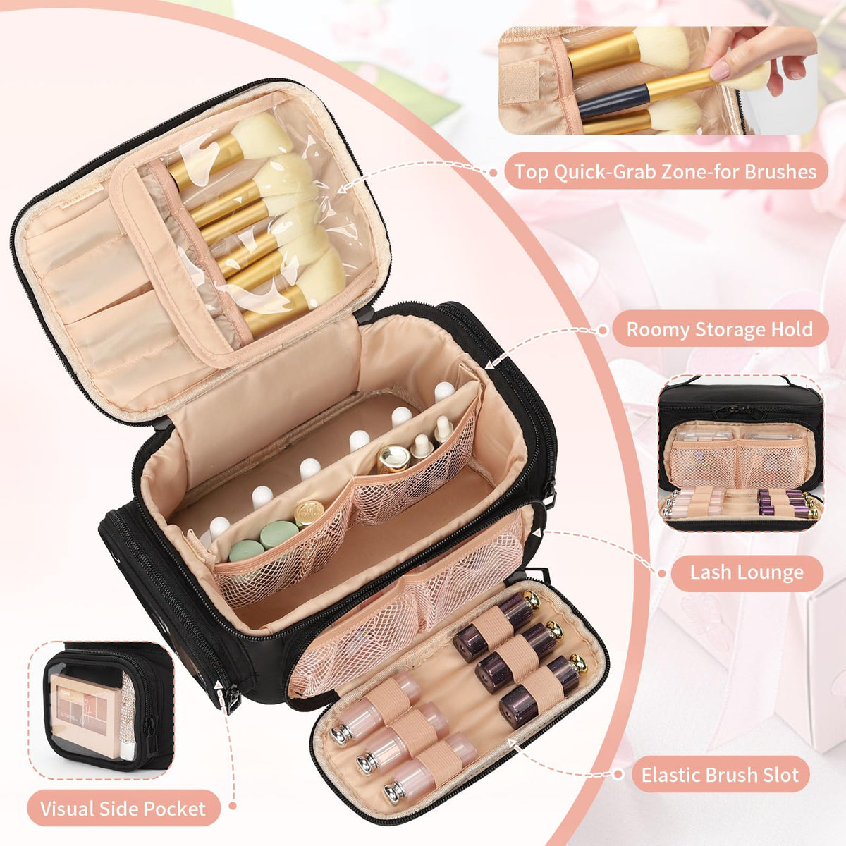 OCHEAL Makeup Bag side pocket with lipsticks