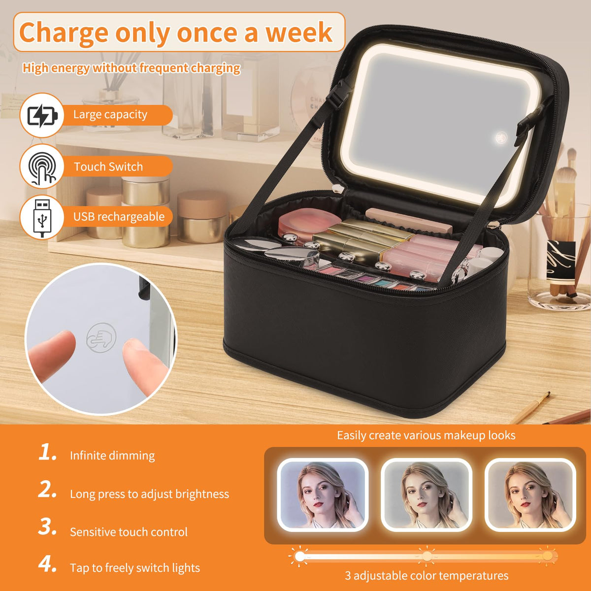 OCHEAL Makeup Bag side view