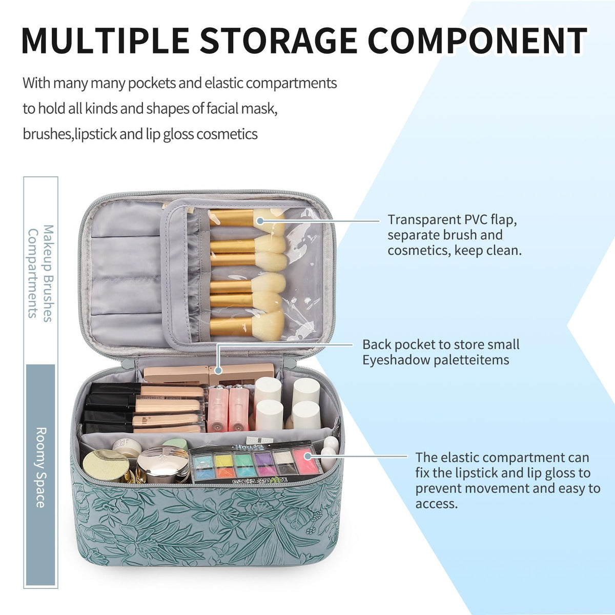 OCHEAL Makeup Bag side view showcasing brush compartment
