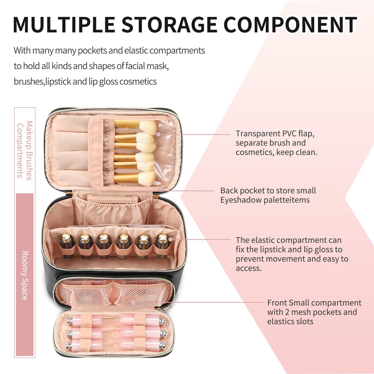 OCHEAL Makeup Bag side view with leather handle