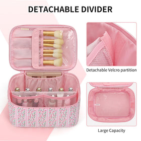 OCHEAL Makeup Bag side view with smooth two-way zippers