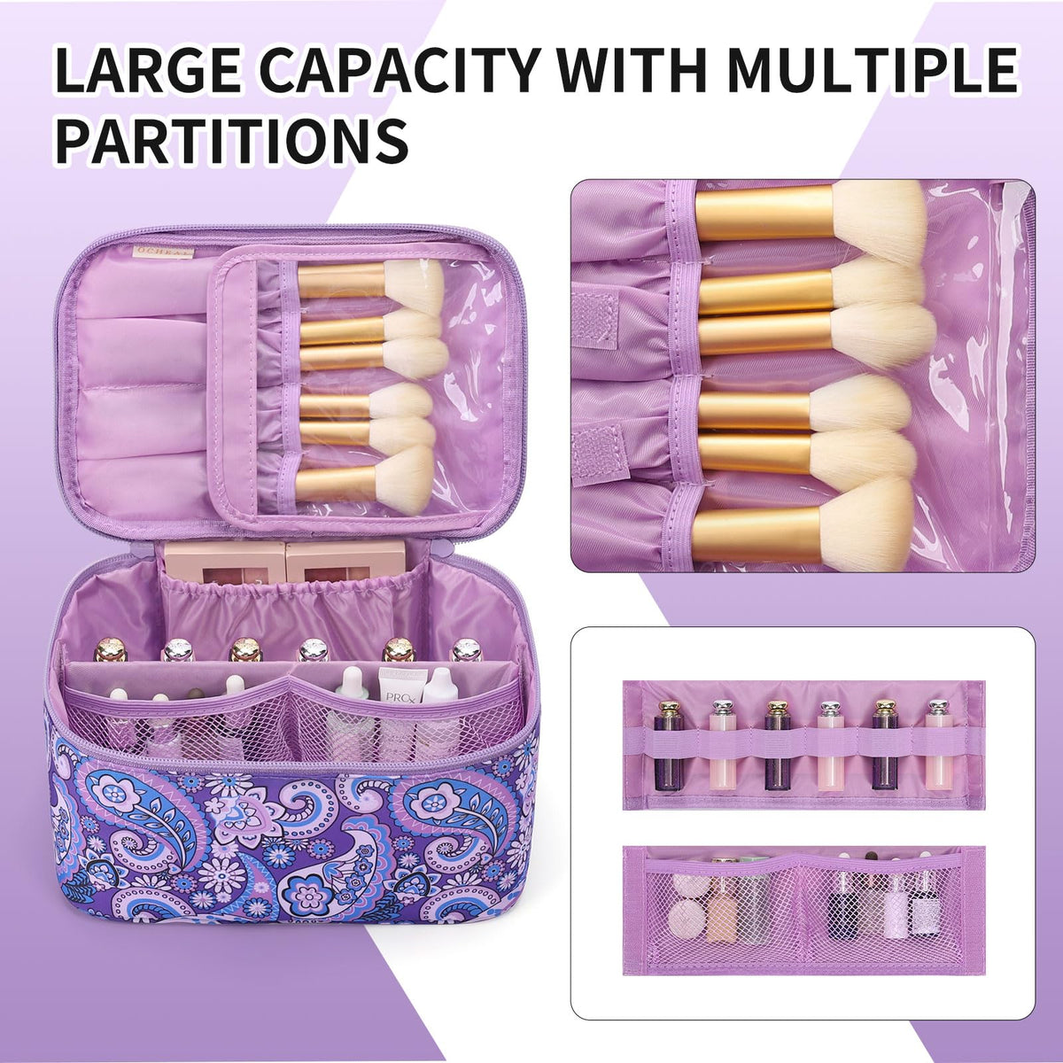 OCHEAL Makeup Bag with cosmetics inside
