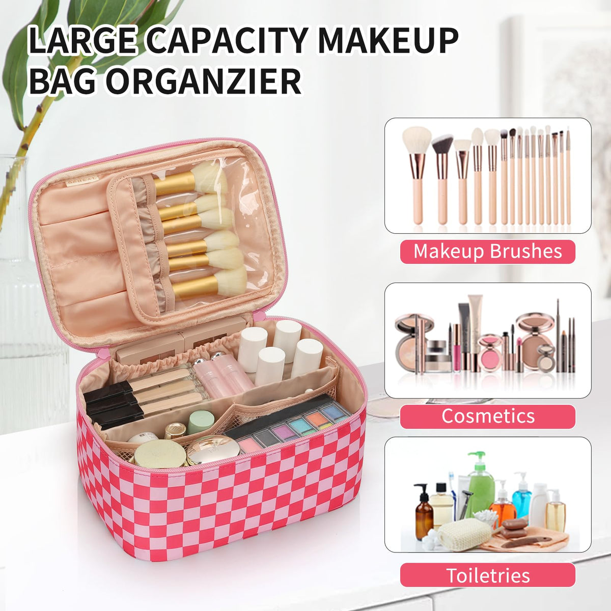 OCHEAL Makeup Bag with flexible Velcro dividers