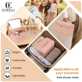 OCHEAL Makeup Bag with LED mirror in use