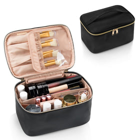 OCHEAL Portable Cosmetic Bag front view in black