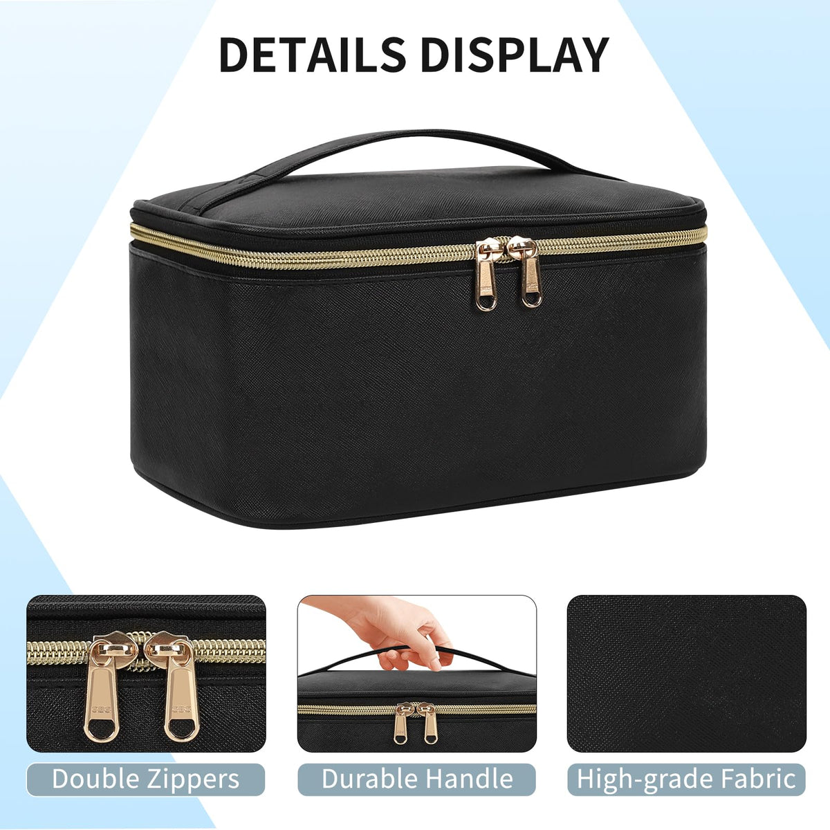OCHEAL Portable Cosmetic Bag inside view with cosmetics