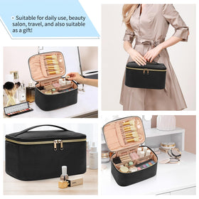 OCHEAL Portable Cosmetic Bag on a suitcase while travelling