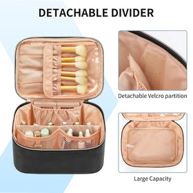 OCHEAL Portable Cosmetic Bag showing separate brush compartment