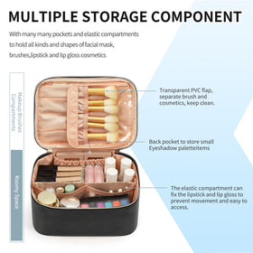 OCHEAL Portable Cosmetic Bag with open compartments showing dividers