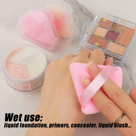 Ocim powder puff set displayed with makeup products