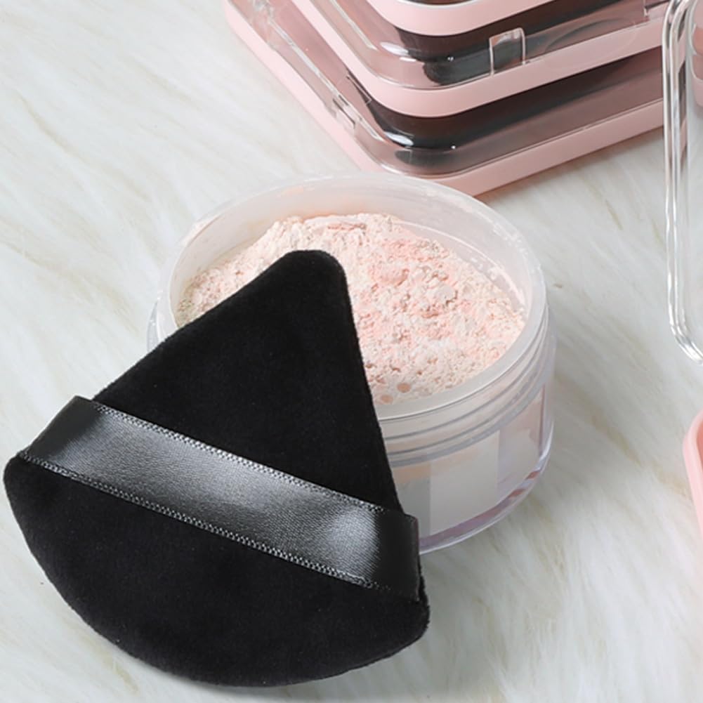 Ocim Triangle Powder Puff in nude with a rectangular case