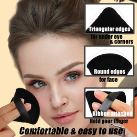 Ocim Triangle Powder Puff Set 10Pcs arranged in case