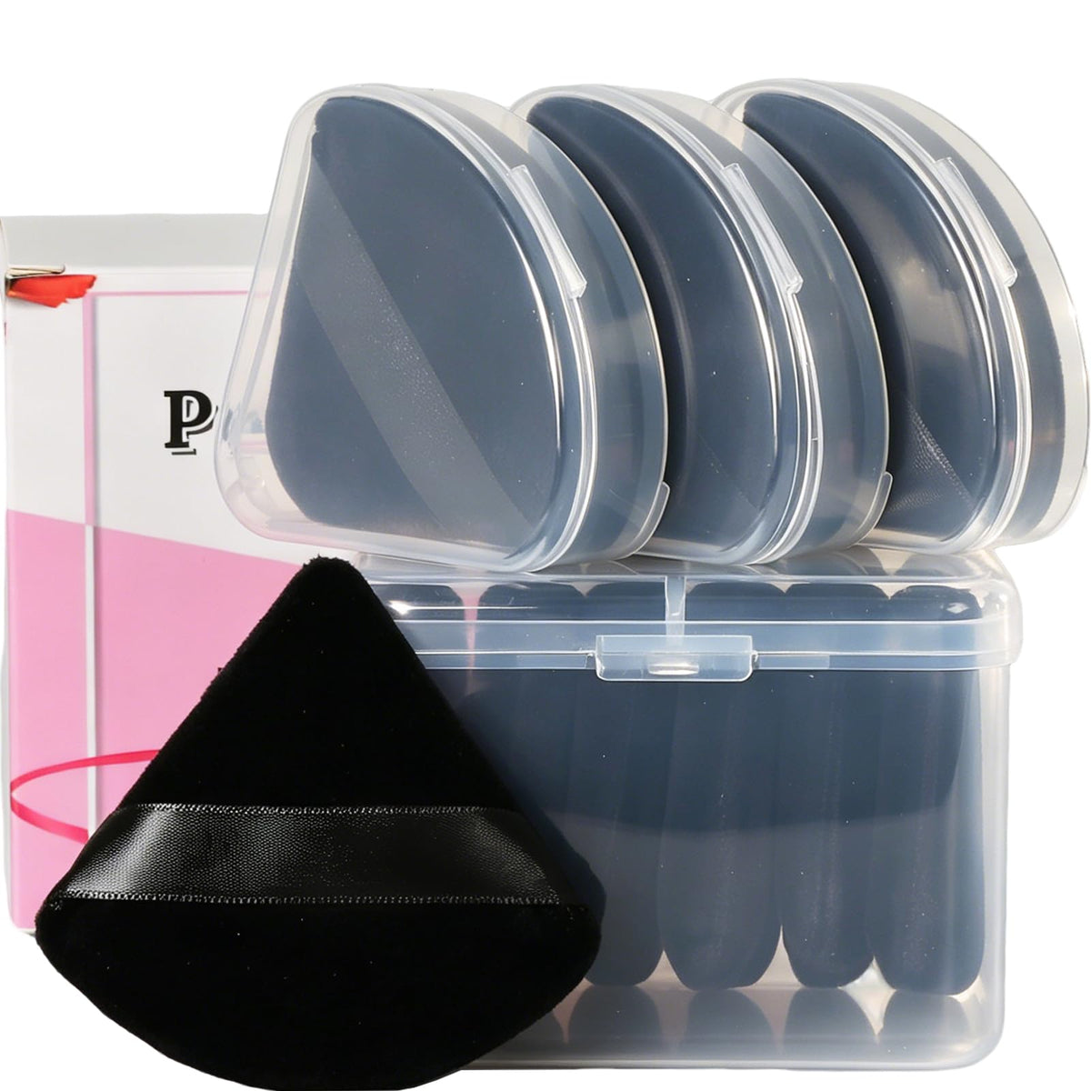 Ocim Triangle Powder Puff Set 10Pcs in Black front view