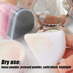 Ocim triangle powder puff showing versatility in use