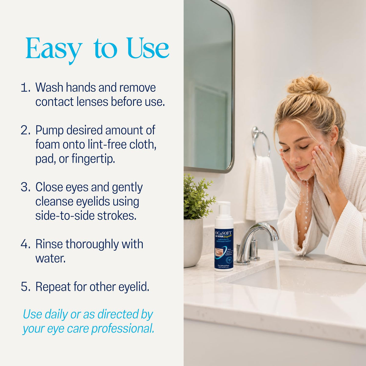 OCuSOFT Lid Scrub Original Foaming Eyelid Cleanser lifestyle scene