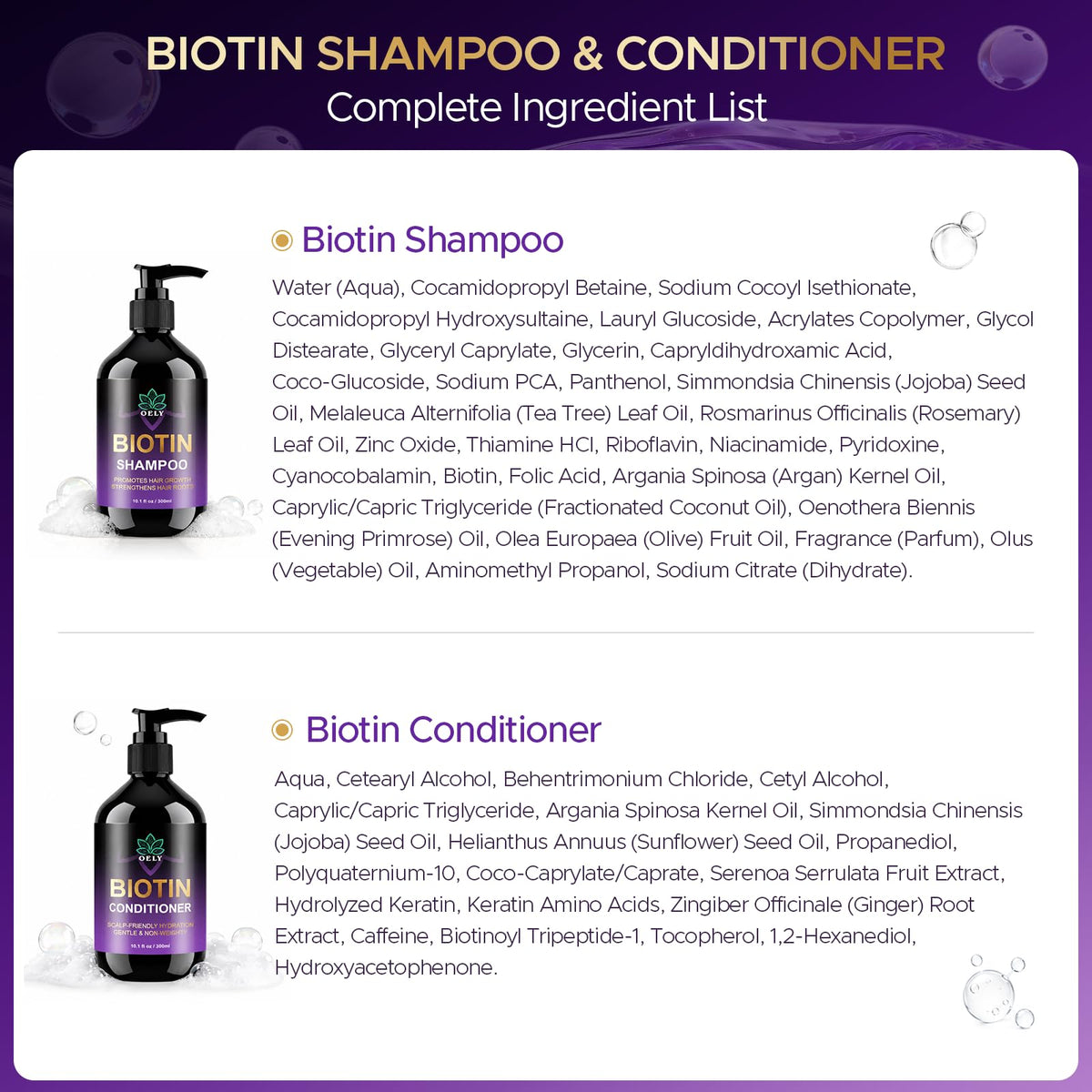 oely Hair Growth Shampoo and Conditioner Set packaging