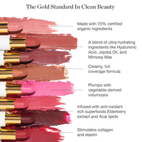 Ogee Full Bloom Sculpted Lipstick Cezanne with makeup accessories