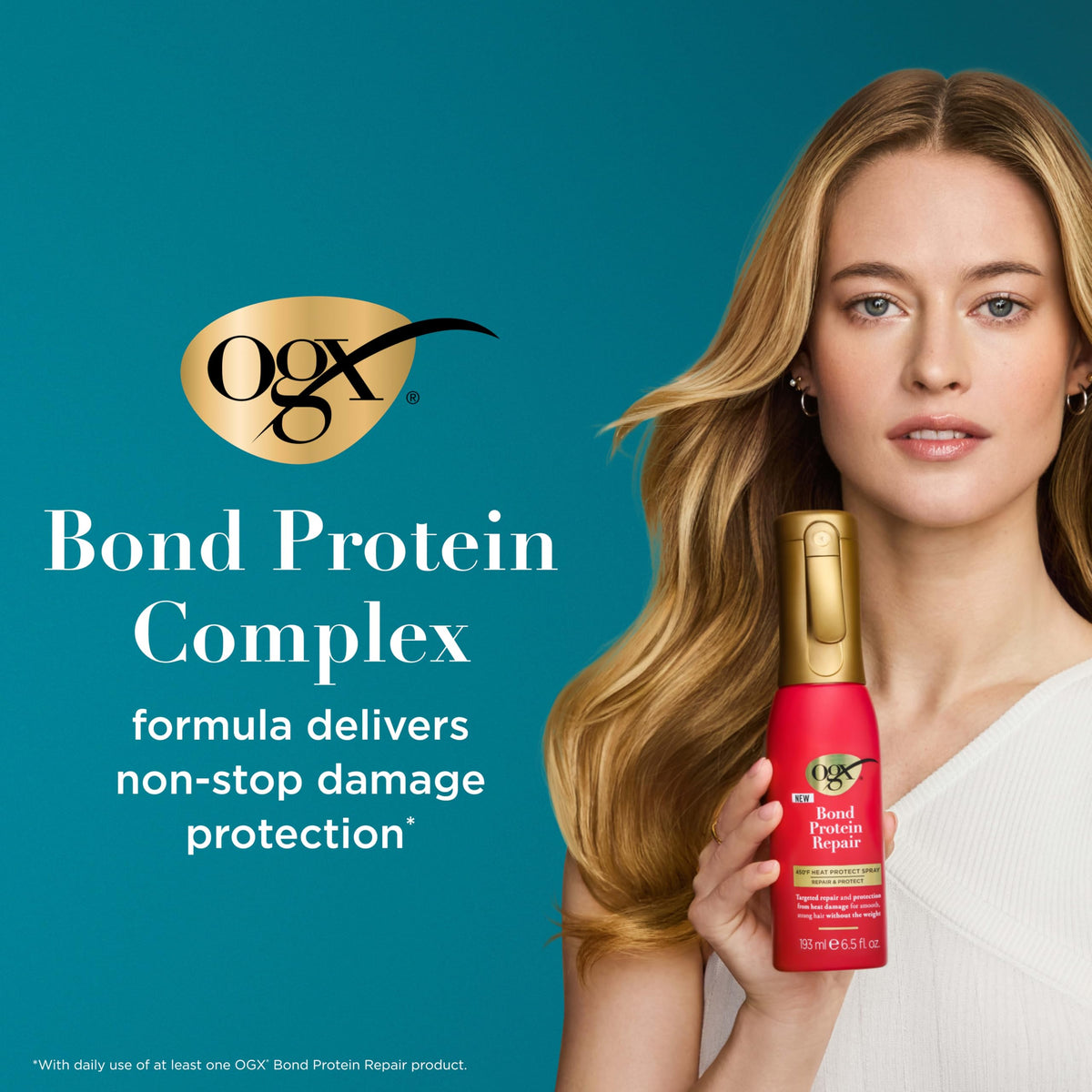 OGX Bond Protein Repair Spray mist application on hair