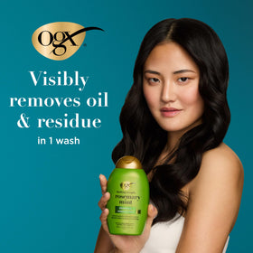 OGX Clarifying Strength Rosemary Mint Shampoo bottle side view