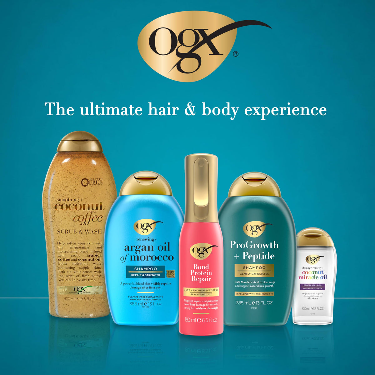 OGX Coconut Coffee Body Scrub on a wooden surface
