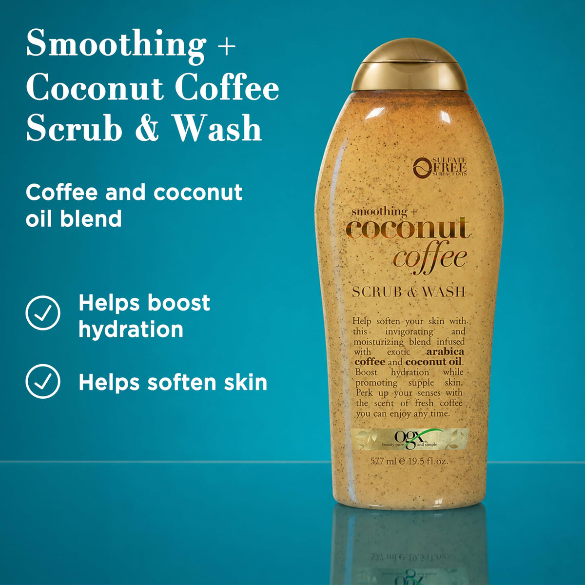 OGX Coconut Coffee Body Scrub packaging side view