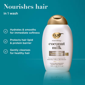 OGX Coconut Milk Shampoo bottle side view
