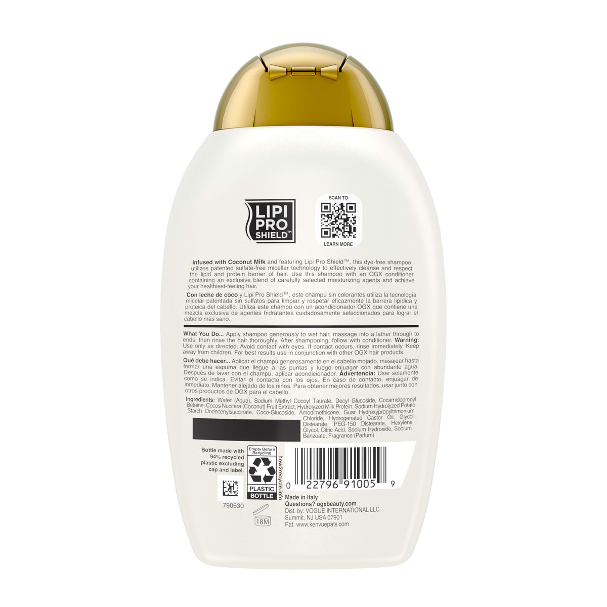 OGX Coconut Milk Shampoo lathered in hair
