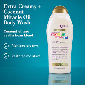 OGX Coconut Miracle Oil Body Wash back view with ingredient list