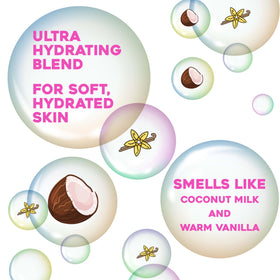 OGX Coconut Miracle Oil Body Wash with a lather on wet skin
