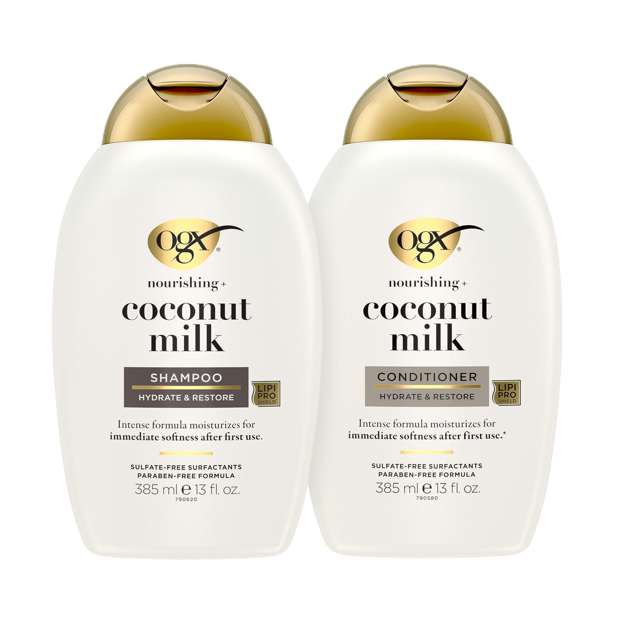 OGX Nourishing + Coconut Milk Shampoo front view with 13 fl. oz bottle