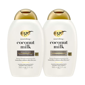 OGX Nourishing + Coconut Milk Shampoo front view with 13 fl. oz bottle