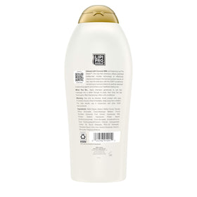 OGX Nourishing + Coconut Milk Shampoo packaging details
