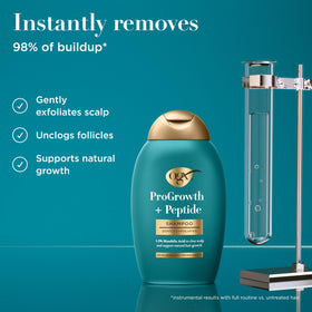 OGX ProGrowth + Peptide Clarifying Shampoo showing ingredients list
