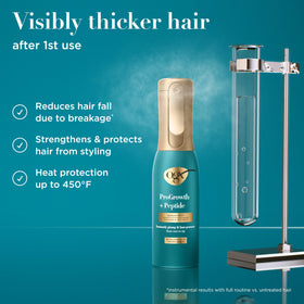 OGX ProGrowth + Peptide Serum Mist mist application on hair