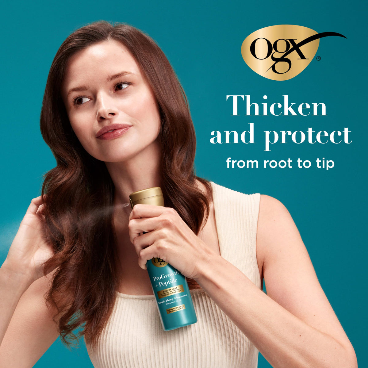 OGX ProGrowth + Peptide Serum Mist packaging details