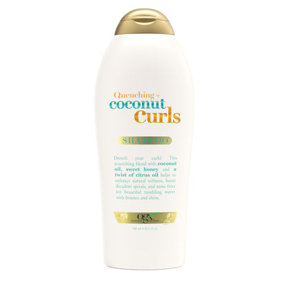 OGX Quenching + Coconut Curls Shampoo front view 25.4 fl oz