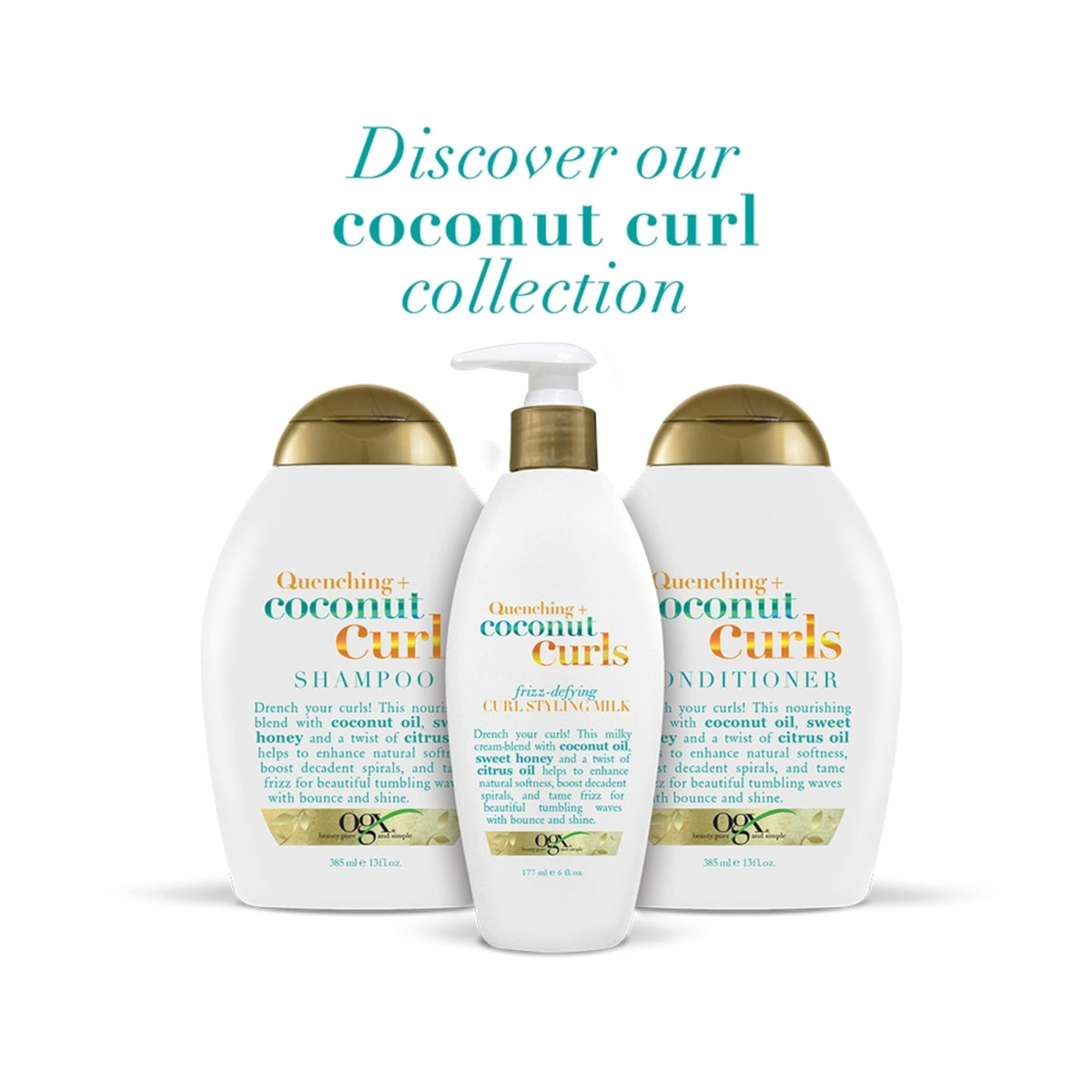 OGX Quenching Coconut Curls Styling Milk with curly hair styling tools