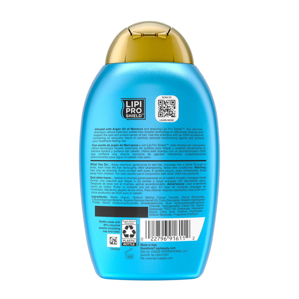 OGX Renewing + Argan Oil of Morocco Shampoo alongside conditioner