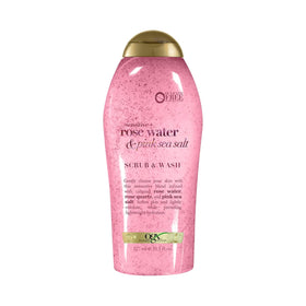 OGX Sensitive + Rose Water & Pink Sea Salt Body Scrub front view