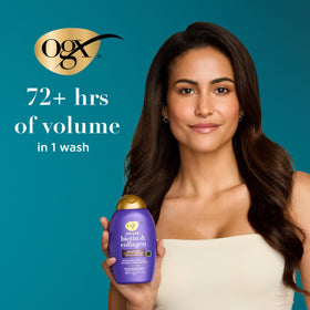 OGX shampoo bottle with nutrient-infused formula