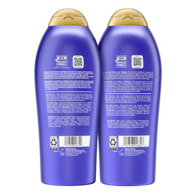 OGX Thick and Full Shampoo and Conditioner bottles side view