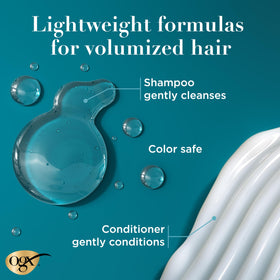 OGX Thick & Full Biotin & Collagen Shampoo and Conditioner set with packaging