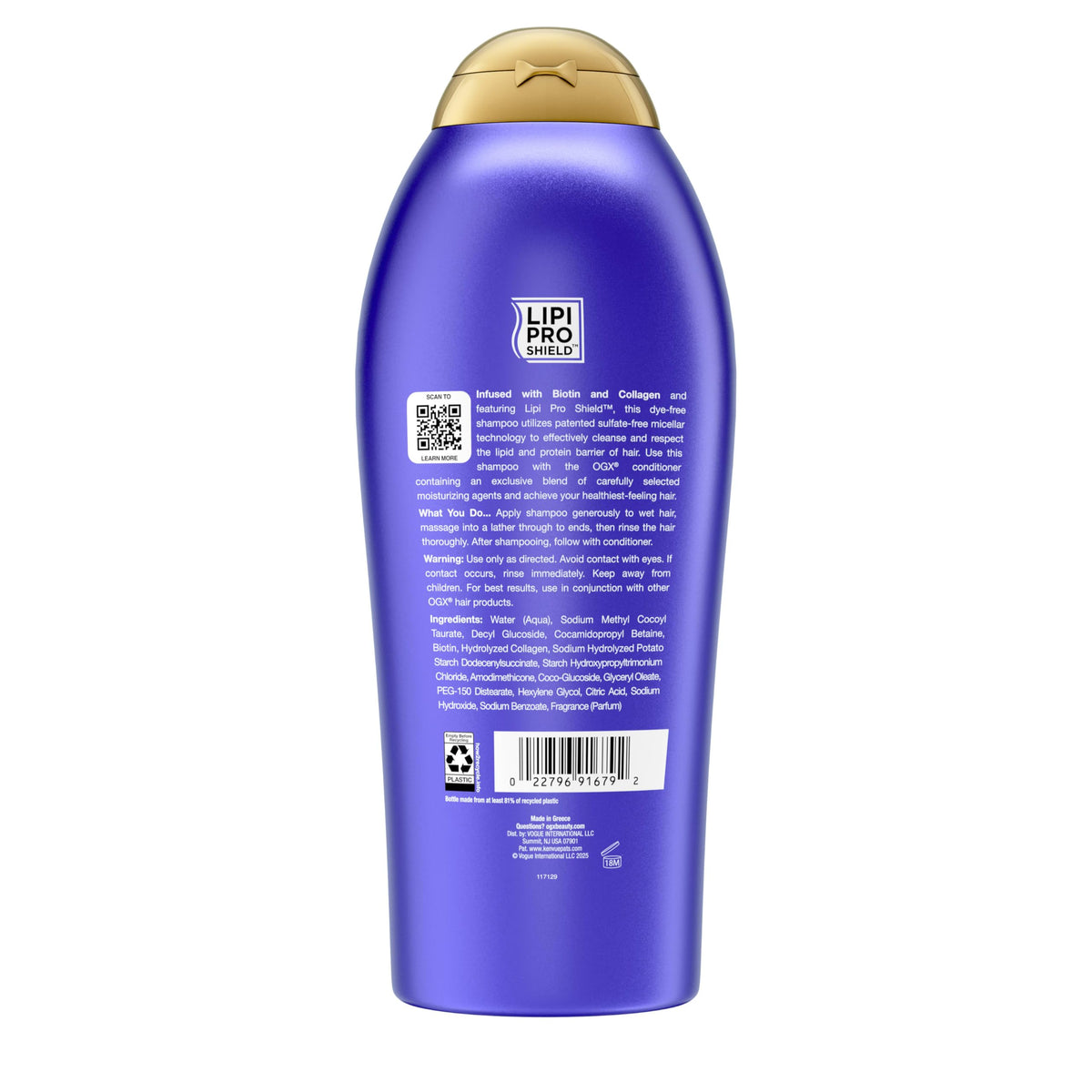 OGX Thick & Full Shampoo lathering on hair